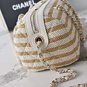 Colestore Chanel Clutch with Strap Crocheted Fabric, Sheepskin & Gold-colored metal Beige 11.5x18.5x11cm - 5