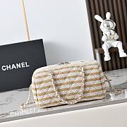 Colestore Chanel Clutch with Strap Crocheted Fabric, Sheepskin & Gold-colored metal Beige 11.5x18.5x11cm - 4