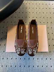 Colestore Miu Miu Crystal-Embellished Ballet Flats Brown - 1