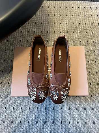 Colestore Miu Miu Crystal-Embellished Ballet Flats Brown