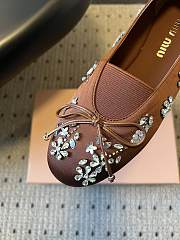 Colestore Miu Miu Crystal-Embellished Ballet Flats Brown - 2