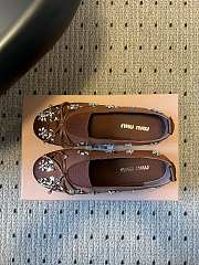 Colestore Miu Miu Crystal-Embellished Ballet Flats Brown - 4
