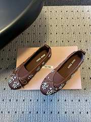 Colestore Miu Miu Crystal-Embellished Ballet Flats Brown - 5