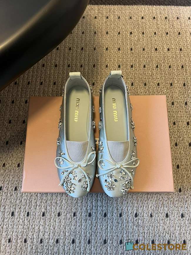 Colestore Miu Miu Crystal-Embellished Ballet Flats Silver - 1