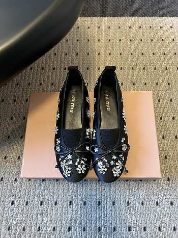 Colestore Miu Miu Crystal-Embellished Ballet Flats Black