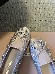 Colestore Miu Miu Crystal-Embellished Ballet Flats Beige - 5