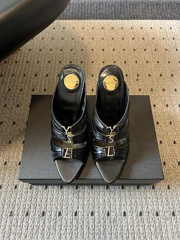 Colestore Saint Laurent YSL Emilie Mules in Leather Black