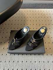 Colestore Saint Laurent YSL Emilie Mules in Satin Crepe Black - 2