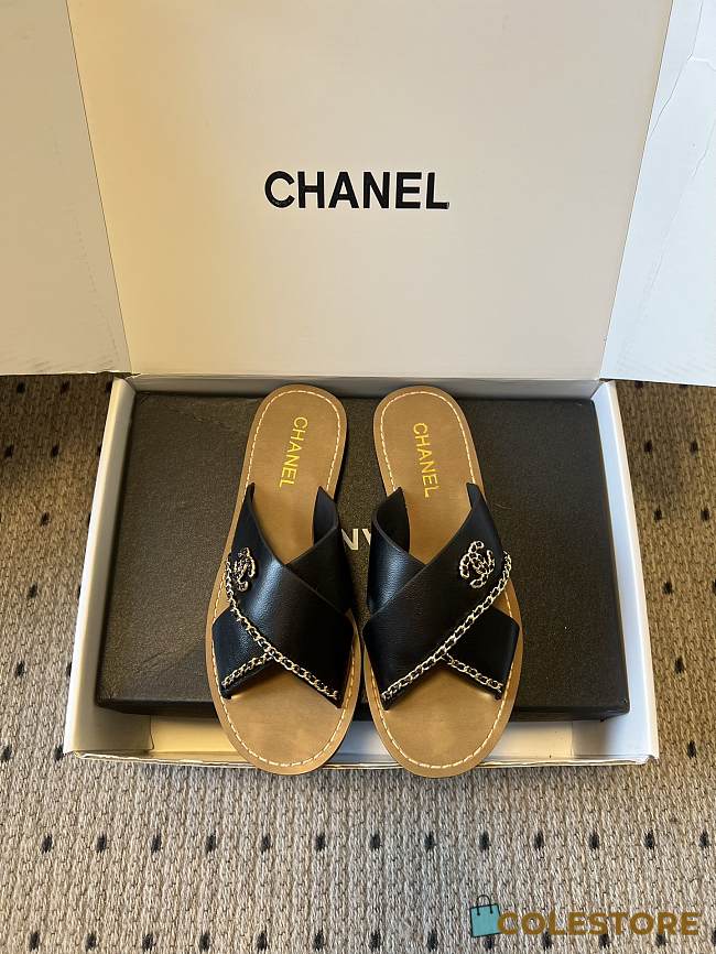 Colestore Chanel Open-toe Shoes Calfskin Black - 1
