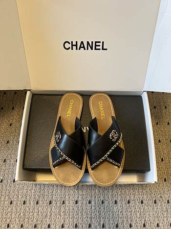 Colestore Chanel Open-toe Shoes Calfskin Black