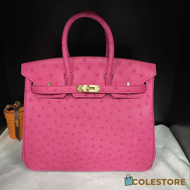 Colestore Hermes Birkin Ostrich Hot Pink Gold Hardware Bag 35cm - 1