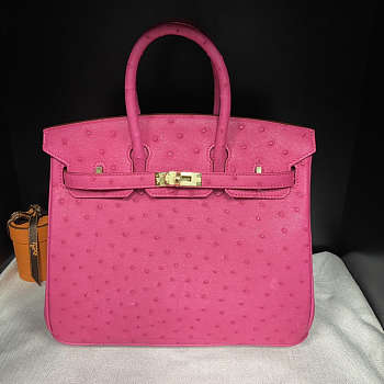 Colestore Hermes Birkin Ostrich Hot Pink Gold Hardware Bag 35cm