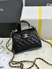 Colestore  Chanel Mini Cocodoc Doctor Bag Quilted Black Shiny Lambskin Aged Gold Hardware 13x9x4.5cm - 1