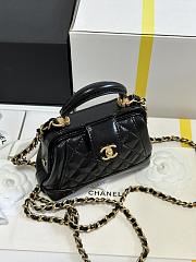 Colestore  Chanel Mini Cocodoc Doctor Bag Quilted Black Shiny Lambskin Aged Gold Hardware 13x9x4.5cm - 5