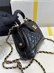 Colestore  Chanel Mini Cocodoc Doctor Bag Quilted Black Shiny Lambskin Aged Gold Hardware 13x9x4.5cm - 4
