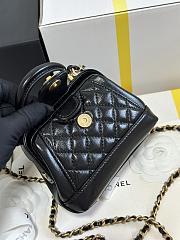 Colestore  Chanel Mini Cocodoc Doctor Bag Quilted Black Shiny Lambskin Aged Gold Hardware 13x9x4.5cm - 3