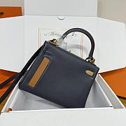 Colestore Hermes Kelly 25 Colormatic Blue Black Chai Gold Leather Palladium Hardware - 4