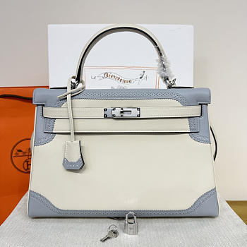 Colestore Hermes Ghillies Kelly 32 Cream & Baby Blue