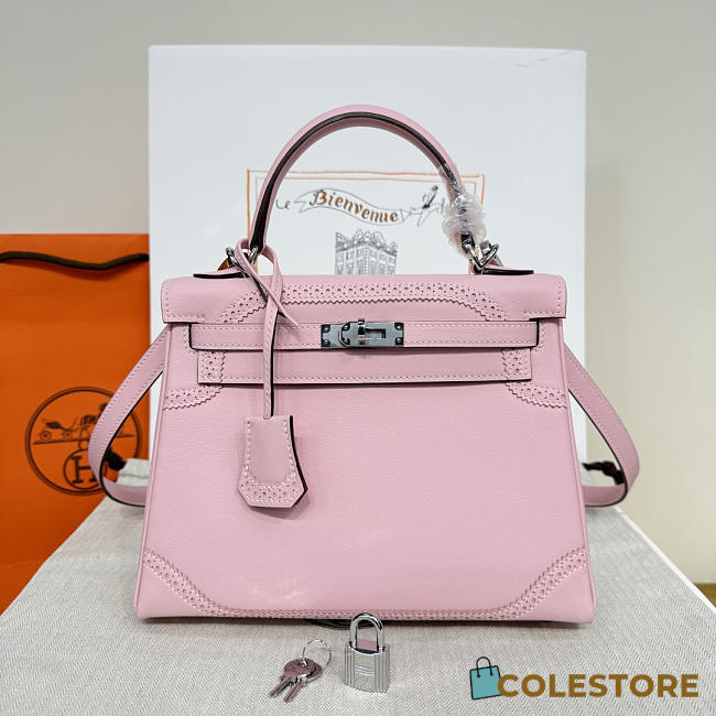 	 Colestore Hermes Ghillies Kelly 28 in Swift Leather Pink - 1