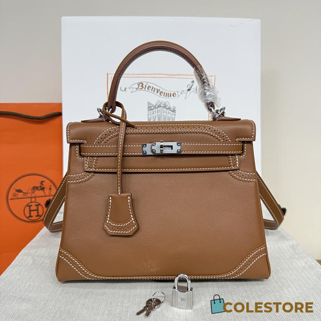 	 Colestore Hermes Ghillies Kelly 28 in Swift Leather Tan - 1