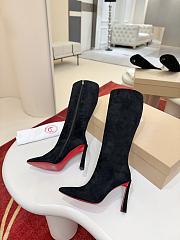 Colestore Christian Louboutin Suede Calfskin Condora Botta Knee Boots Black - 2