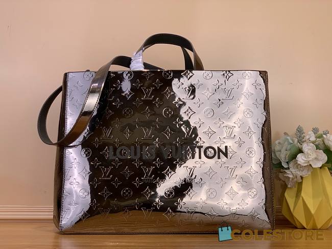 Colestore Louis Vuitton Shopper Tote MM Gunmetal Monogram Mirror Coated canvas M27182 40x32x16cm - 1