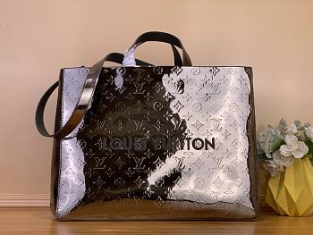 Colestore Louis Vuitton Shopper Tote MM Gunmetal Monogram Mirror Coated canvas M27182 40x32x16cm