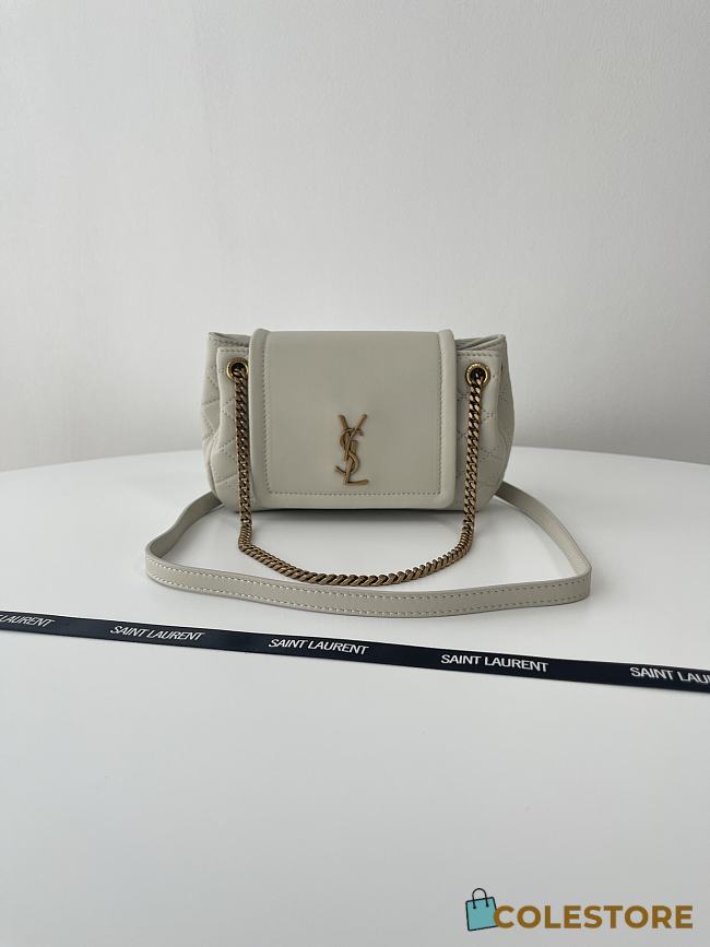 Colestore YSL Saint Laurent Mini Nolita In Lambskin in White  18x13x6cm - 1