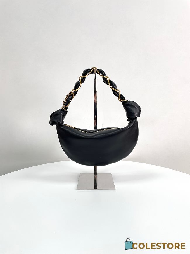 Colestore YSL Saint Laurent Amalia Mini Hobo in Lambskin in Black  28x12.5x8cm - 1