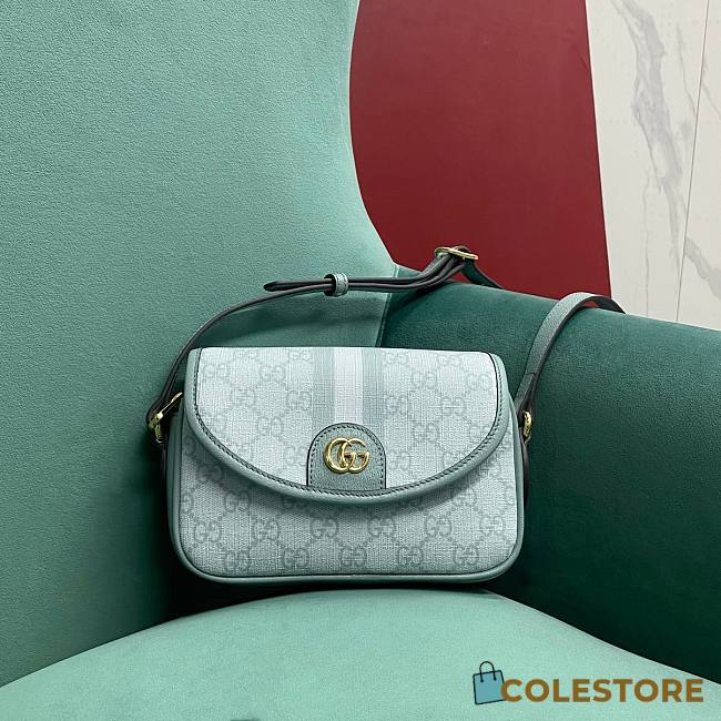 Colestore Gucci Women's Light Blue Gucci Ophidia Supreme Canvas Crossbody Bag 19x13x5cm - 1
