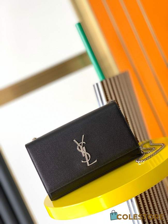 Colestore YSL Saint Laurent Kate Medium In Grain De Poudre Embossed Leather Black  24x14.5x5cm - 1