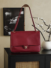 Colestore Chanel Classic Flap Bag Caviar Leather Burgundy Gold Hardware 33×23×11cm - 1