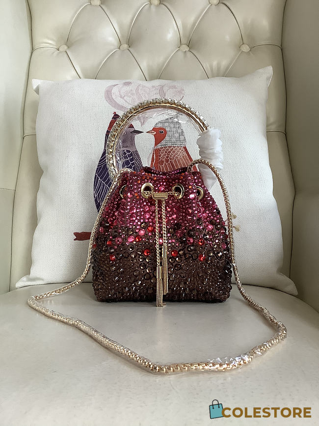 Colestore Jimmy Choo Bon Bon Blush Satin Bag with Crystals Burgundy / Chocolate Brown 16x15x9.5cm - 1