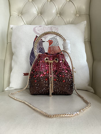 Colestore Jimmy Choo Bon Bon Blush Satin Bag with Crystals Burgundy / Chocolate Brown 16x15x9.5cm