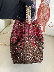 Colestore Jimmy Choo Bon Bon Blush Satin Bag with Crystals Burgundy / Chocolate Brown 16x15x9.5cm - 4