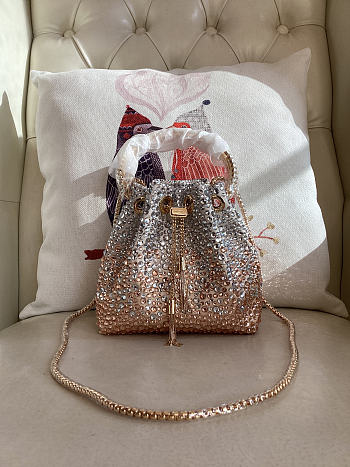 Colestore Jimmy Choo Bon Bon Blush Satin Bag with Crystals Gold / Silver 16x15x9.5cm