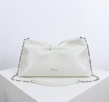 Colestore Dior Medium Dior Bow Bag White Lambskin 30 x 17.5 x 12cm