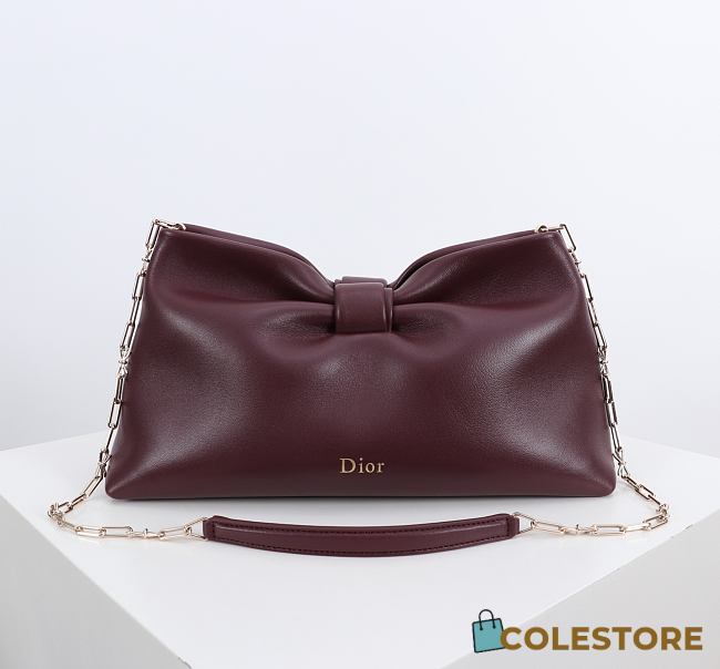 	 Colestore Dior Medium Dior Bow Bag Burgundy Lambskin 30 x 17.5 x 12cm - 1