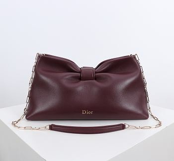 	 Colestore Dior Medium Dior Bow Bag Burgundy Lambskin 30 x 17.5 x 12cm