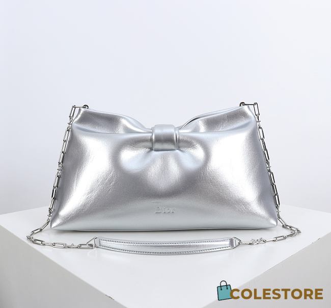 	 Colestore Dior Medium Dior Bow Bag Silver-Tone Laminated Lambskin 30 x 17.5 x 12cm - 1