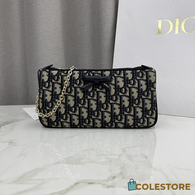 Colestore  Dior Oblique Bow Pouch with Chain Blue Dior Oblique  Jacquard 22 x 11.5 x 4.5cm - 1