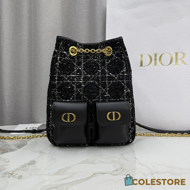 Colestore Dior Caro Small Multi-Carry Backpack Black Tweed 20×25×10.5cm - 1