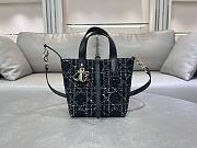 Colestore Dior Small Dior Toujours Vertical Tote Bag Black Tweed with White Cannage Motif 16×18×12cm - 1
