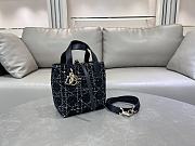 Colestore Dior Small Dior Toujours Vertical Tote Bag Black Tweed with White Cannage Motif 16×18×12cm - 5