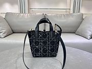 Colestore Dior Small Dior Toujours Vertical Tote Bag Black Tweed with White Cannage Motif 16×18×12cm - 3