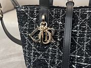 Colestore Dior Small Dior Toujours Vertical Tote Bag Black Tweed with White Cannage Motif 16×18×12cm - 2