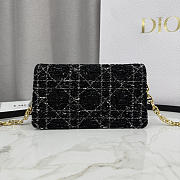 Colestore Dior Jolie Mini Bag Black Tweed with White Cannage Motif 21x11.5x4.5cm - 3