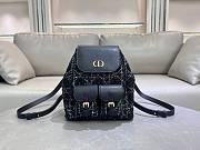 Colestore Dior Medium Dior Caro Backpack Black Tweed with White Cannage Motif 23×26.7×12.5cm  - 1