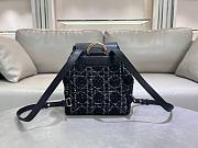 Colestore Dior Medium Dior Caro Backpack Black Tweed with White Cannage Motif 23×26.7×12.5cm  - 5