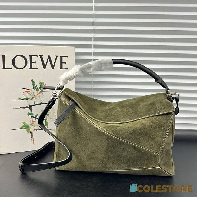 Colestore Loewe Small Puzzle bag Suede Green 24×10.5×16.5cm - 1